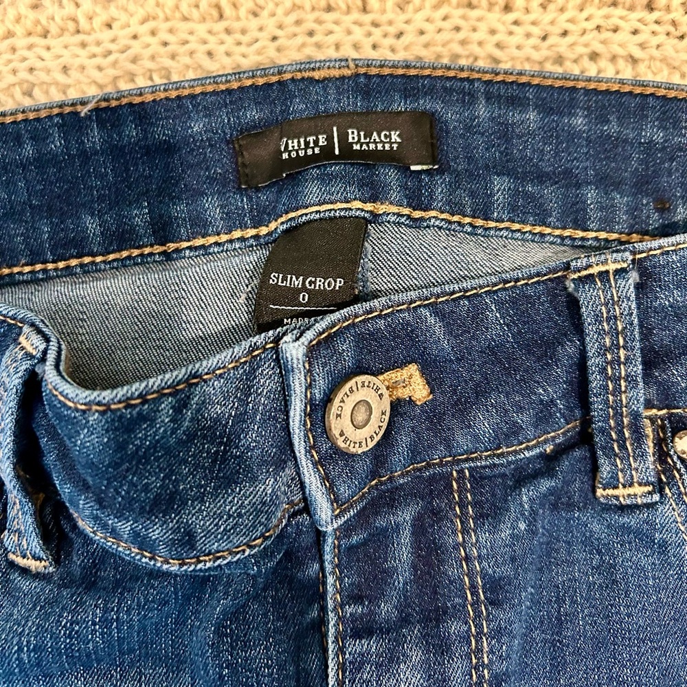 White House Black Market Blue Ankle Slim Cropped Jeans